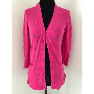 Loft 3/4 Sleeve Pink Cardigan
